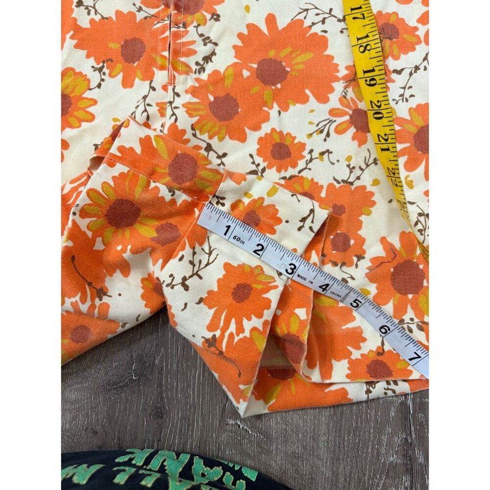 vintage 70s floral short sleeve zip up romper jumpsuit - Picture 9 of 9